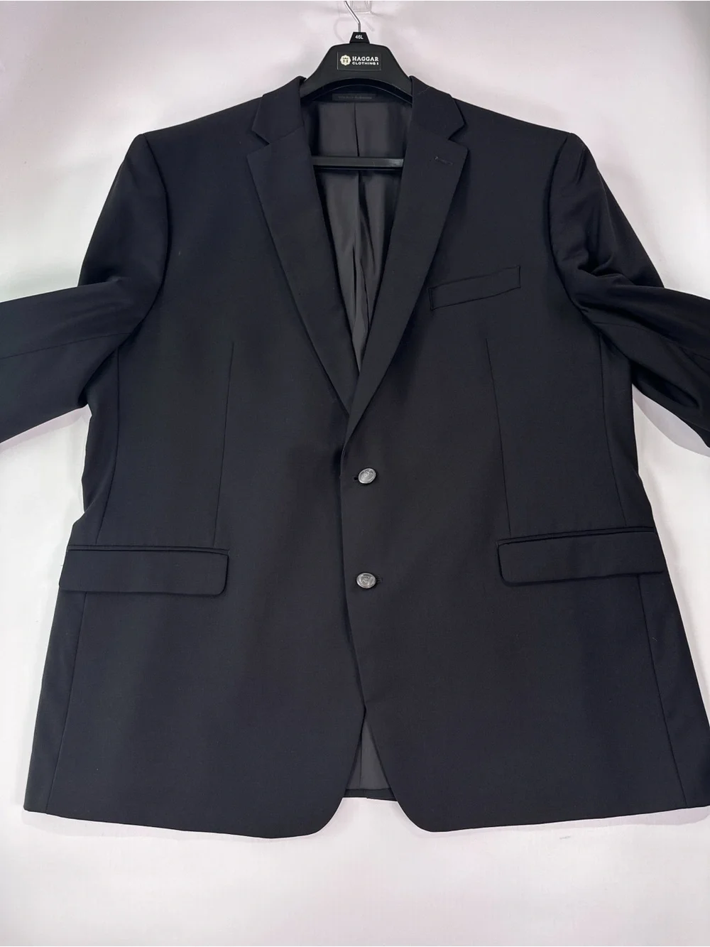 Lauren Ralph Lauren Black 100% Wool Crest Button Blazer Natural Stretch 48L